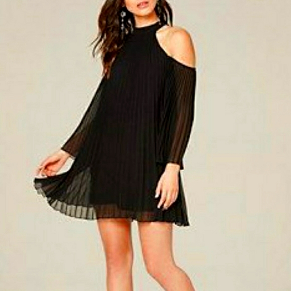 bebe Dresses & Skirts - Bebe Black Cold Shoulder Pleated Dress